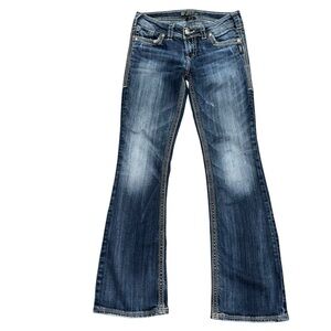 Women’s Silver Jeans Suki Surplus Bootcut Mid Rise 28x29.5 Y2K Dark Fading